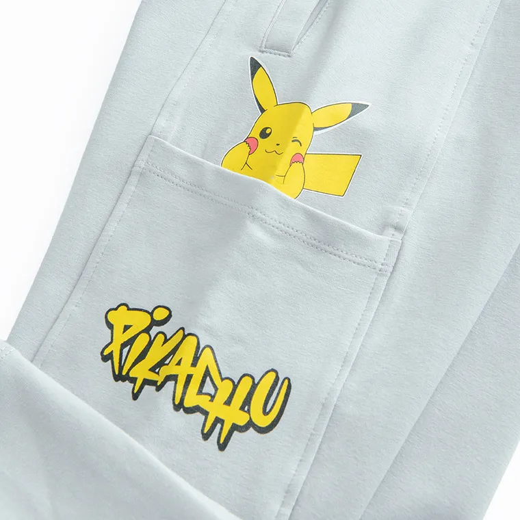Cool Club, Pantaloni trening pentru baieti, relaxed, gri, imprimeu Pokemon