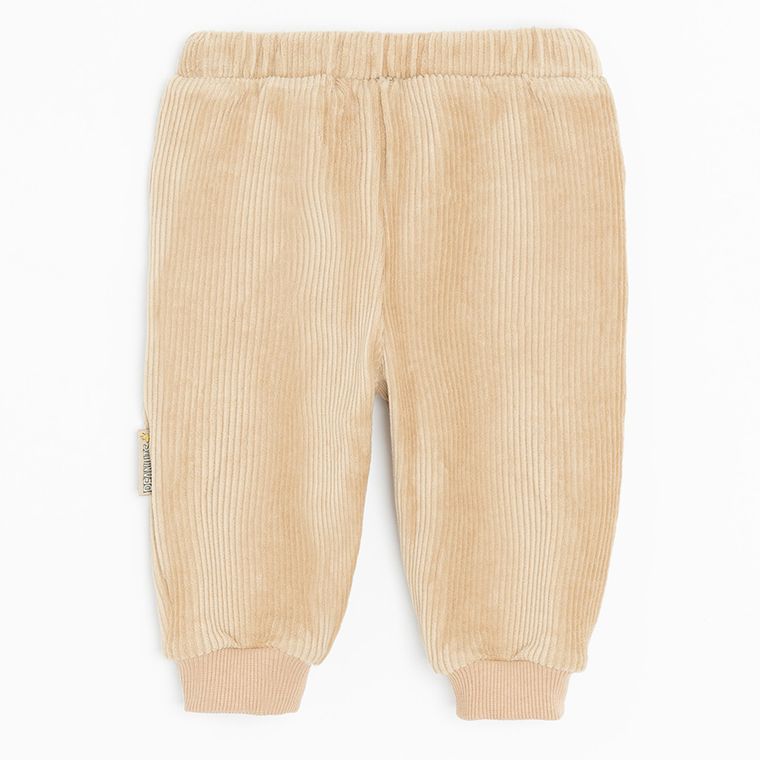 Cool Club, Pantaloni trening pentru baieti, velur, maro, imprimeu Snoopy