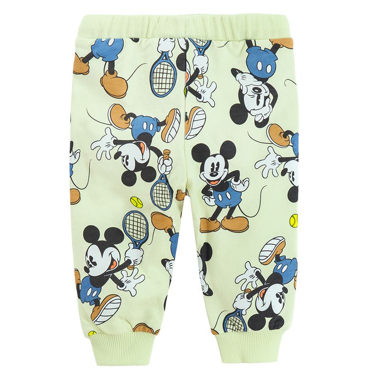 Cool Club, Pantaloni trening pentru baieti, verde, imprimeu Mickey Mouse