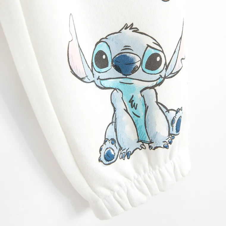 Cool Club, Pantaloni trening pentru fete, alb, imprimeu Lilo si Stitch