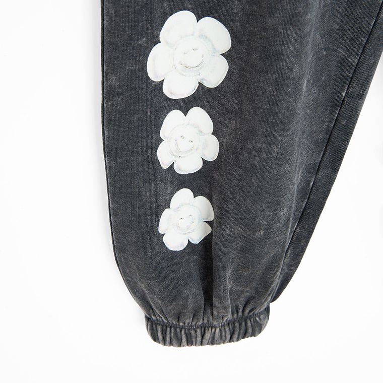 Cool Club, Pantaloni trening pentru fete, caldurosi, balloon, negru, imprimeu SmileWorld