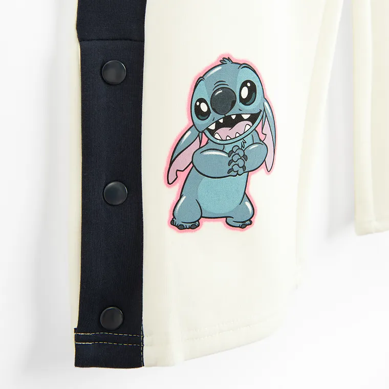Cool Club, Pantaloni trening pentru fete, wide, alb, imprimeu Lilo si Stitch