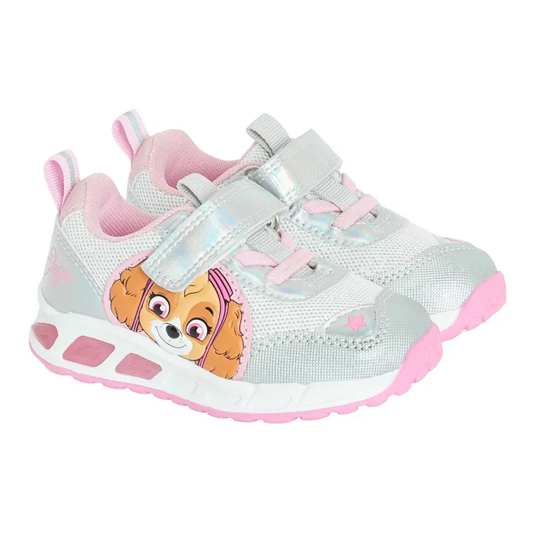 Cool Club, Pantofi sport pentru fete, argintiu, talpa cu leduri, imprimeu Paw Patrol
