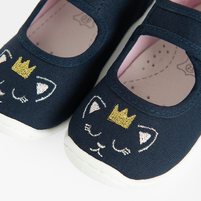 Cool Club, Papuci de casa pentru fete, bleumarin, brant din piele