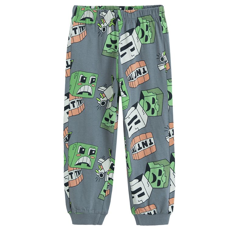 Cool Club, Pijama pentru baieti, gri, imprimeu Minecraft