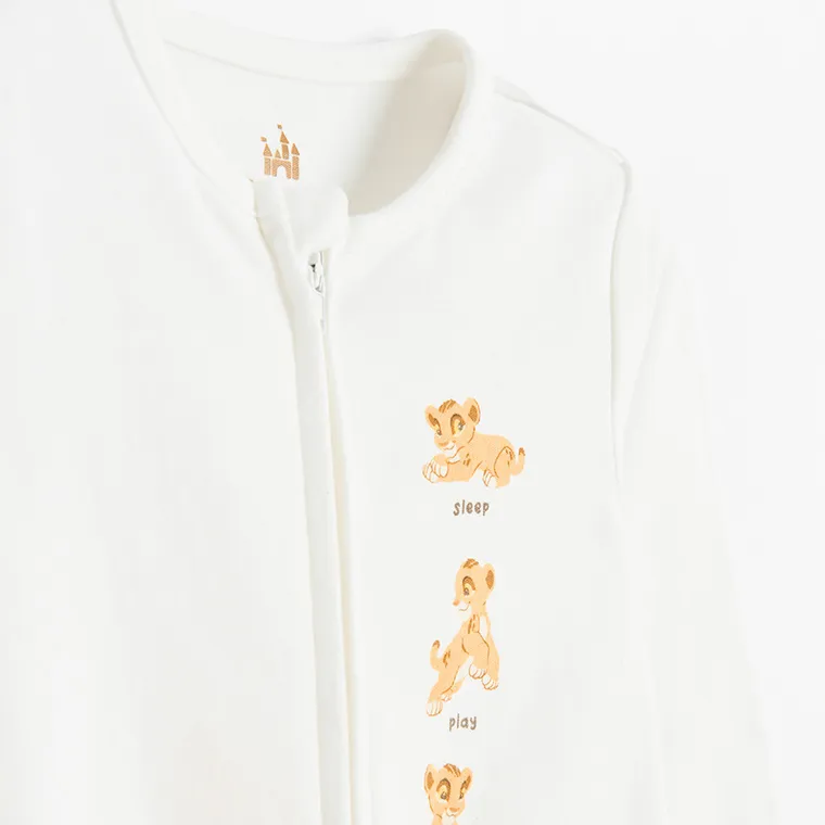 Cool Club, Pijama tip salopeta pentru baieti, alb, imprimeu Lion King, set, 2 buc.