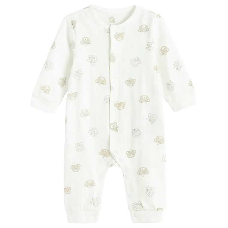 Cool Club, Pijama tip salopeta pentru baieti, alb, set, 2 buc.