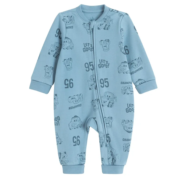 Cool Club, Pijama tip salopeta pentru baieti, albastru, imprimeu Cars, set, 2 buc.