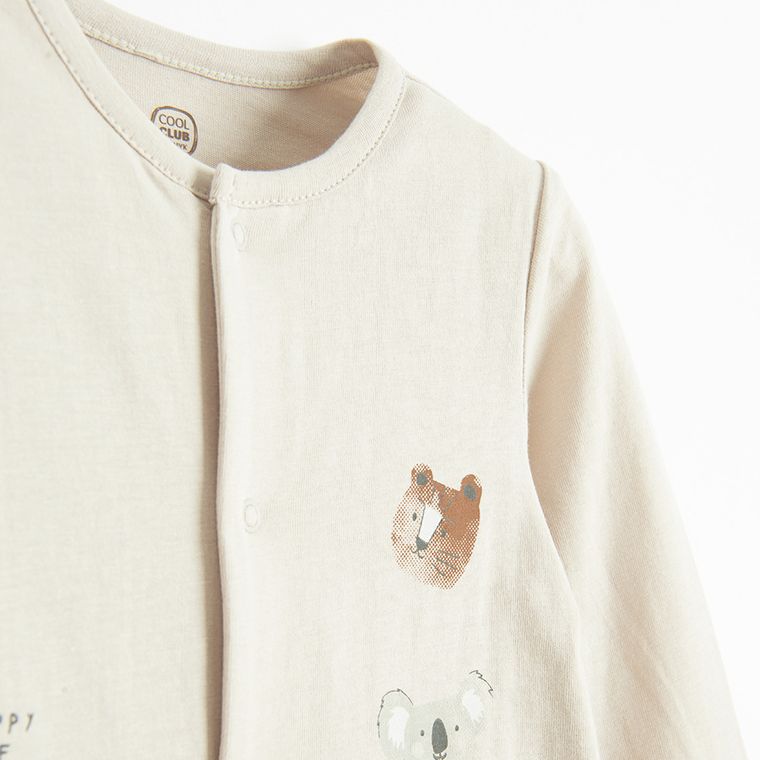 Cool Club, Pijama tip salopeta pentru baieti, bej, set, 2 buc.