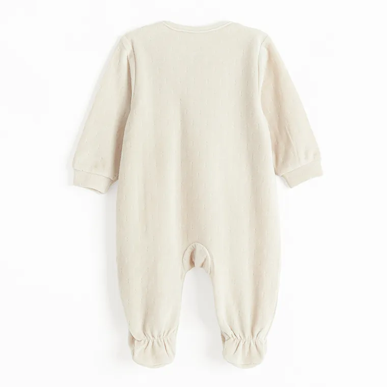 Cool Club, Pijama tip salopeta pentru bebelusi, velur, bej