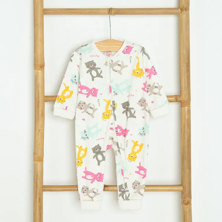 Cool Club, Pijama tip salopeta pentru fete, menta verde, ecru, set, 2 buc.