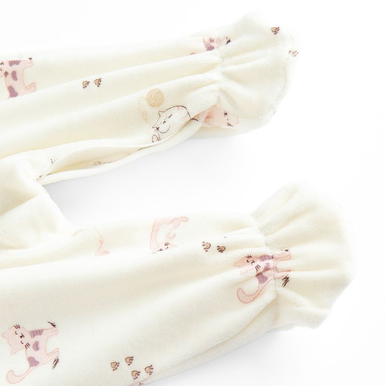 Cool Club, Pijama tip salopeta pentru fete, velur, alb