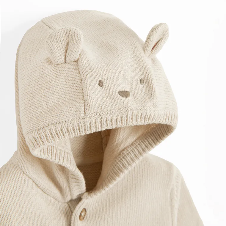 Cool Club, Pulover cu gluga pentru baieti, cu nasturi, bej