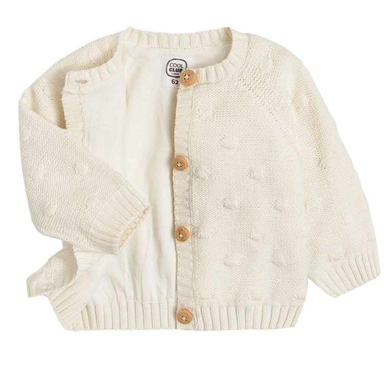 Cool Club, Pulover cu nasturi pentru fete, culoare ecru