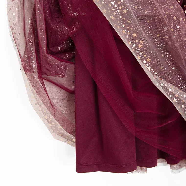 Cool Club, Rochie cu maneca lunga pentru fete, claret