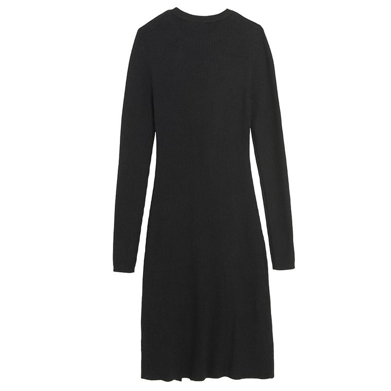 Cool Club, Rochie cu maneca lunga pentru fete, din tricot striat, negru
