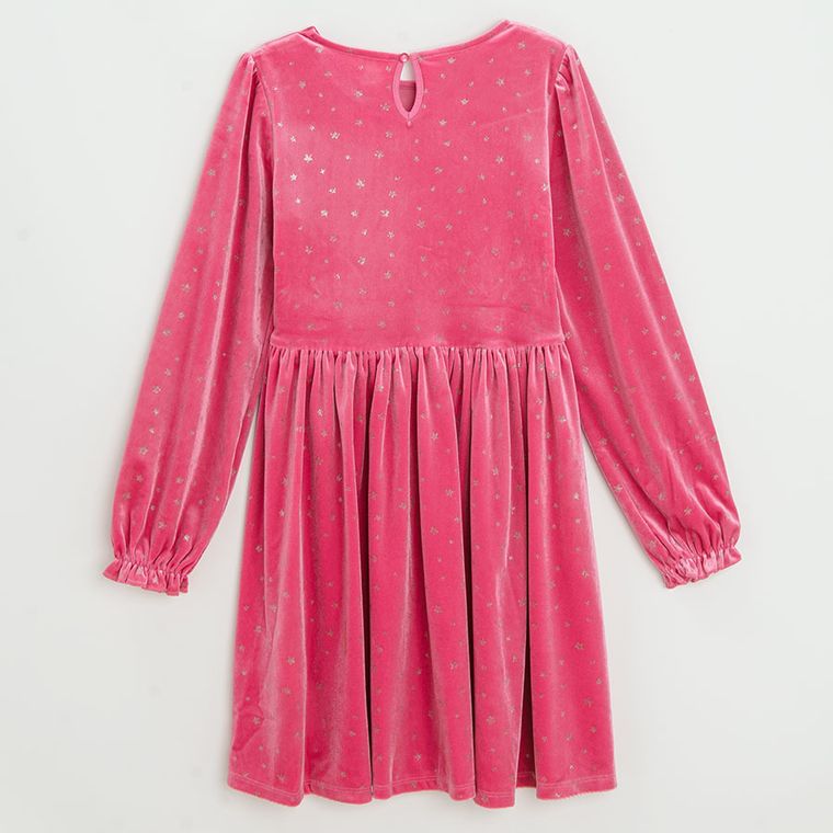 Cool Club, Rochie cu maneca lunga pentru fete, velur, roz