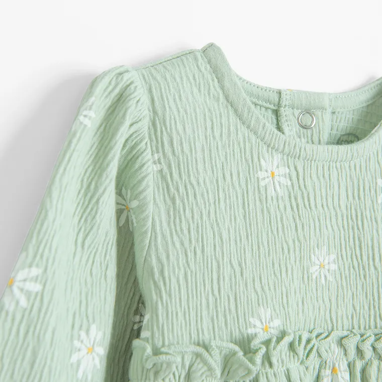 Cool Club, Rochie cu maneca lunga pentru fete, verde