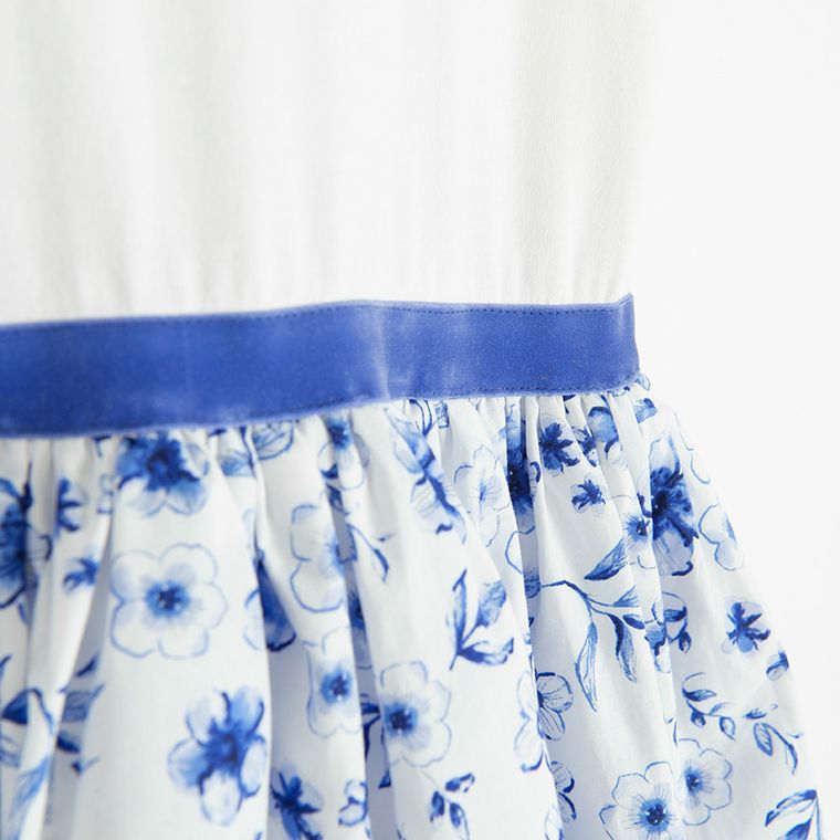 Cool Club, Rochie cu maneca scurta pentru fete, alb-albastru