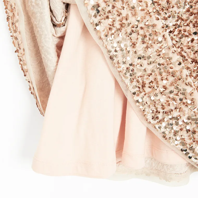 Cool Club, Rochie cu maneca scurta pentru fete, velur, auriu