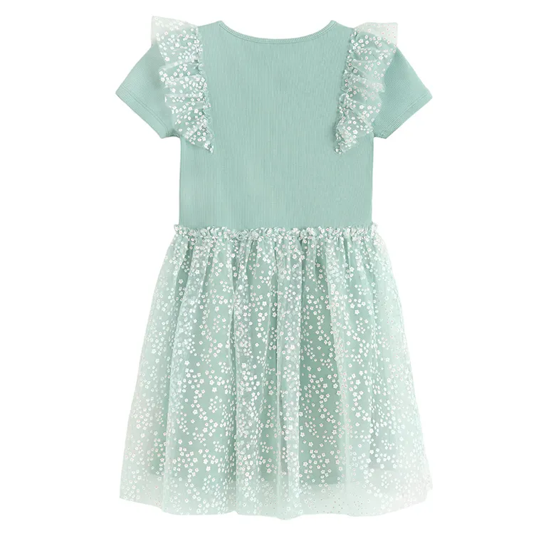 Cool Club, Rochie cu maneca scurta pentru fete, verde