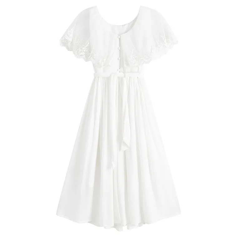 Cool Club, Rochie pentru fete cu maneca scurta, alb