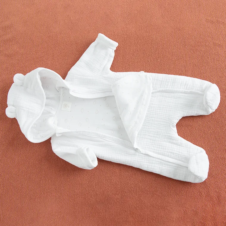 Cool Club, Salopeta cu gluga pentru bebelusi, muselina, alb