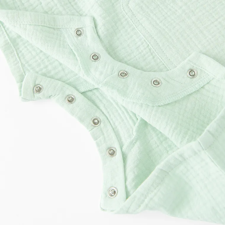 Cool Club, Salopeta rompers pentru baieti, muselina, verde