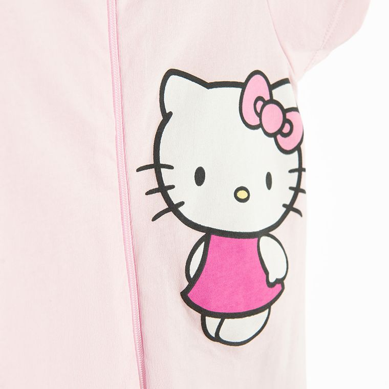 Cool Club, Salopeta rompers pentru fete, roz, imprimeu Hello Kitty, set, 2 buc.