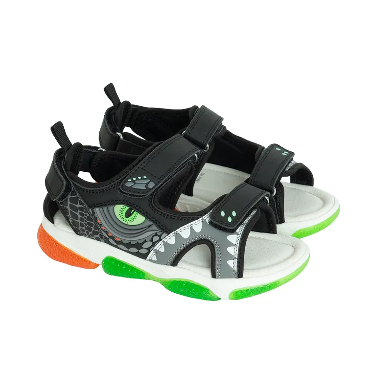 Cool Club, Sandale pentru baieti, negru, talpa cu leduri