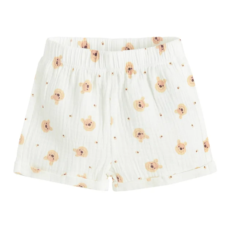 Cool Club, Set pentru baieti, Camasa cu maneca scurta, Pantaloni scurti, muselina, alb, imprimeu Winnie the Pooh
