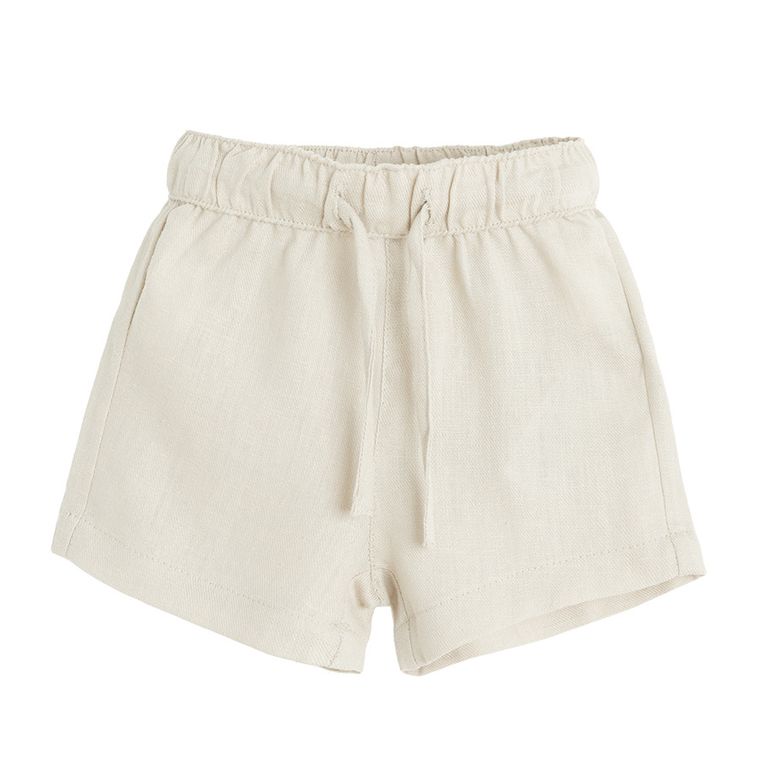 Cool Club, Set pentru baieti cu in, Camasa cu maneca scurta, Pantaloni scurti, bej