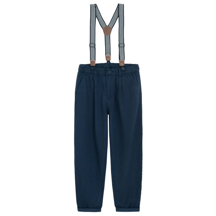 Cool Club, Set pentru baieti, Pantaloni din textil, loose, Bretele, bleumarin