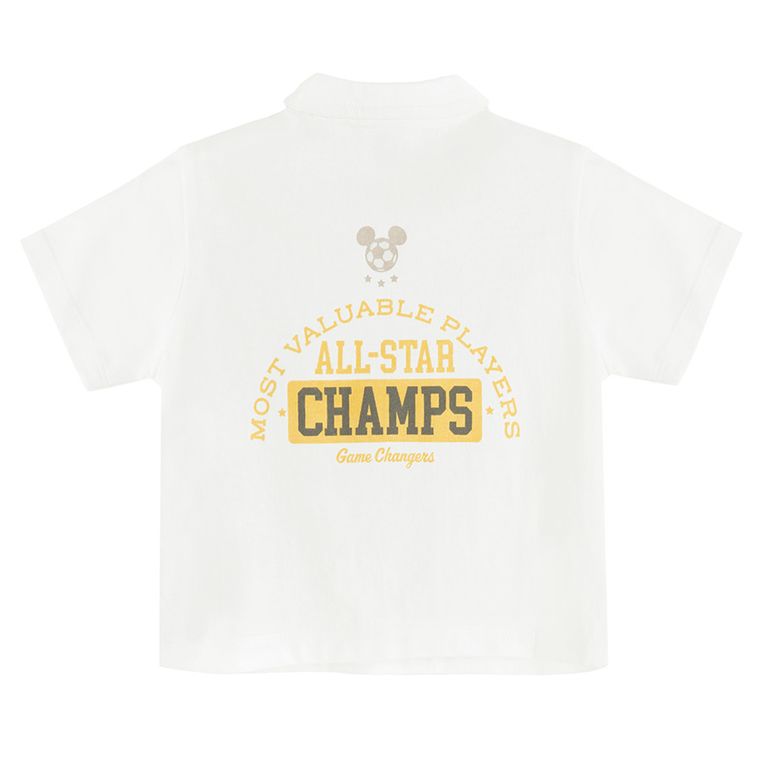 Cool Club, Set pentru baieti, Tricou polo cu maneca scurta, Pantaloni scurti, alb, imprimeu Mickey Mouse