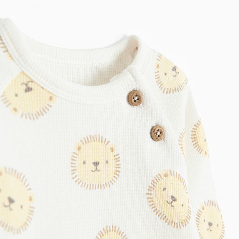 Cool Club, Set pentru bebelusi, Body cu maneca lunga, Pantaloni, din tricot striat, alb