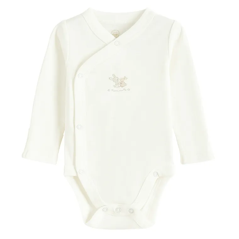 Cool Club, Set pentru bebelusi, Body cu maneca lunga, Pijama tip salopeta, Pantaloni cu botosei, Caciula, alb