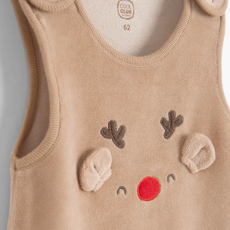 Cool Club, Set pentru bebelusi, Salopeta cu botosei velur, Body cu maneca lunga, mix