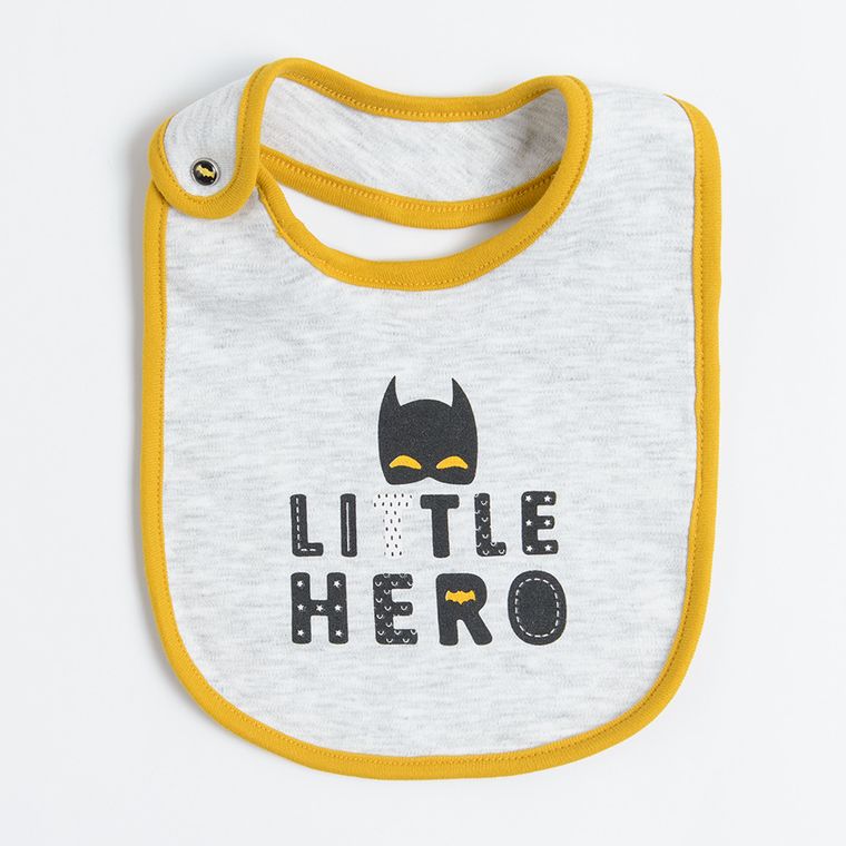 Cool Club, Set pentru copii, Body cu maneca scurta, Salopeta cu botosei, Pantaloni cu botosei, Caciula, Baveta, Patura, mix, imprimeu Batman