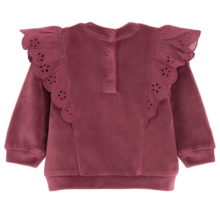 Cool Club, Set pentru fete, Bluza, Colanti, din tricot striat, velur, burgundia