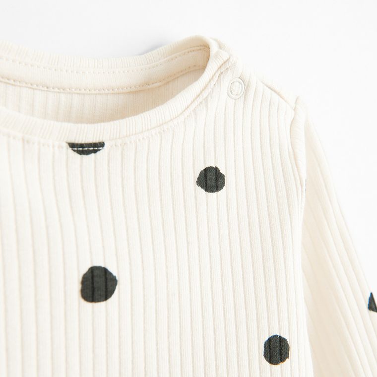 Cool Club, Set pentru fete, Bluza cu maneca lunga, Colanti, din tricot striat, ecru