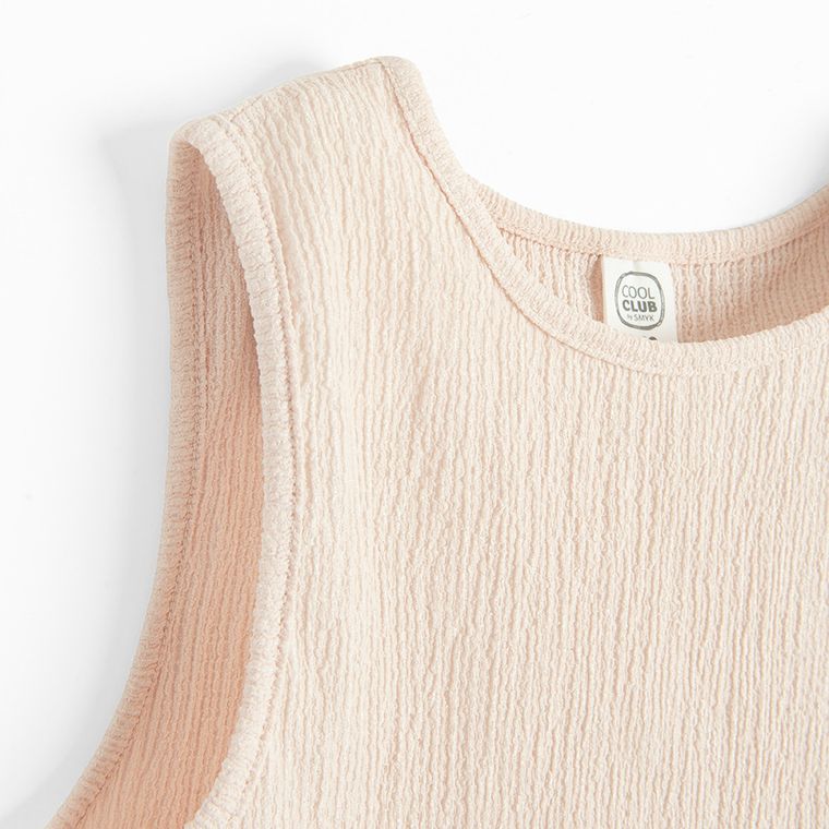 Cool Club, Set pentru fete, Bluza fara maneci, Pantaloni din textil, bej