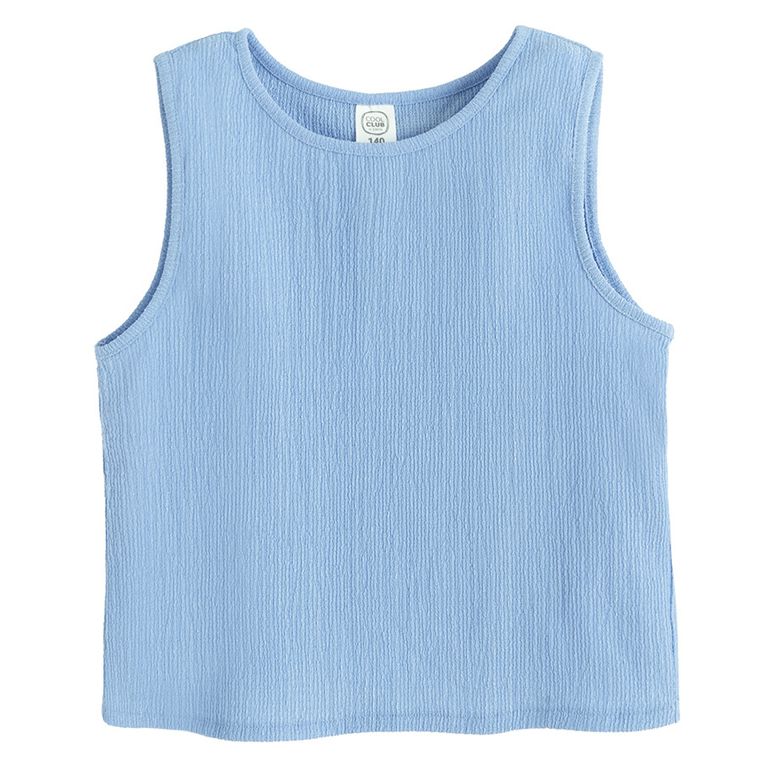 Cool Club, Set pentru fete, Bluza fara maneci, Pantaloni din textil, wide, albastru