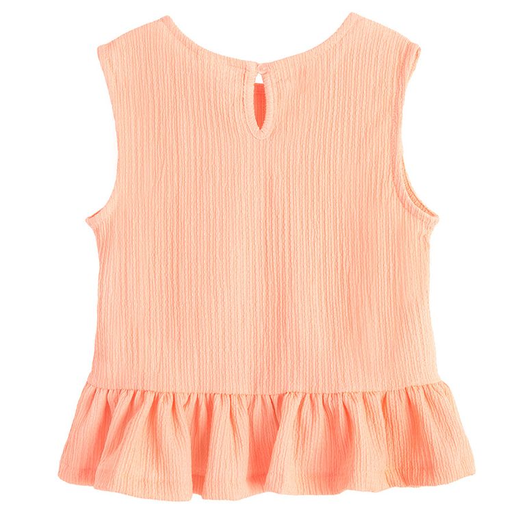 Cool Club, Set pentru fete, Bluza fara maneci, Pantaloni din textil, wide, portocaliu