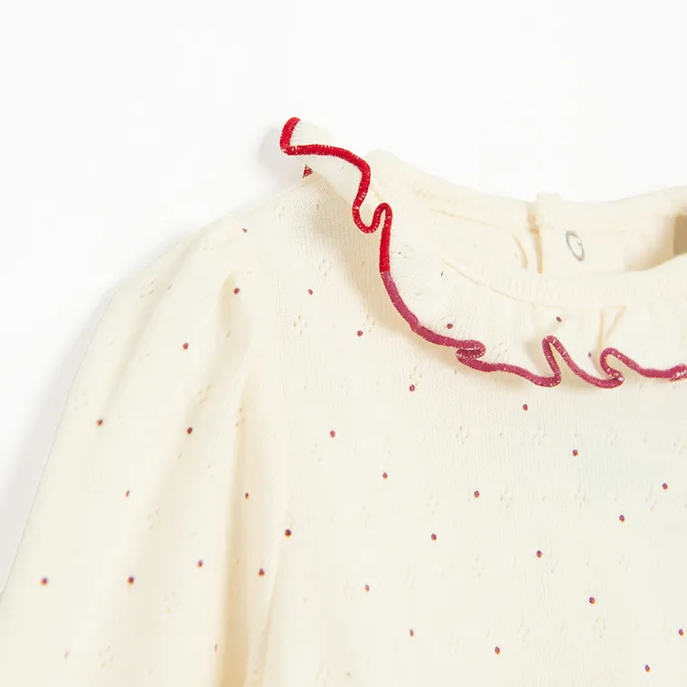 Cool Club, Set pentru fete, Body cu maneca lunga, Colanti, ecru