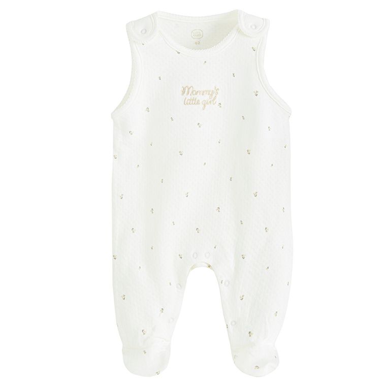 Cool Club, Set pentru fete, Body cu maneca lunga, Salopeta cu botosei, alb