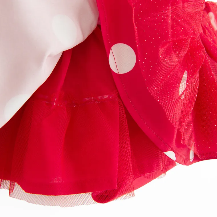 Cool Club, Set pentru fete, Body-rochie cu maneca scurta, Bentita, rosu, imprimeu Minnie Mouse