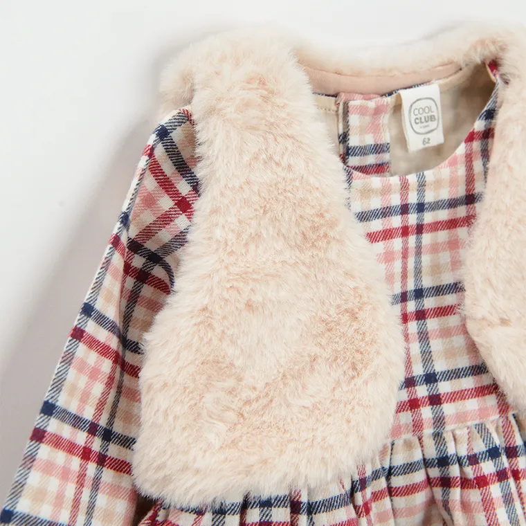 Cool Club, Set pentru fete, Rochie cu maneca lunga pentru fete, Vesta, Dresuri, mix