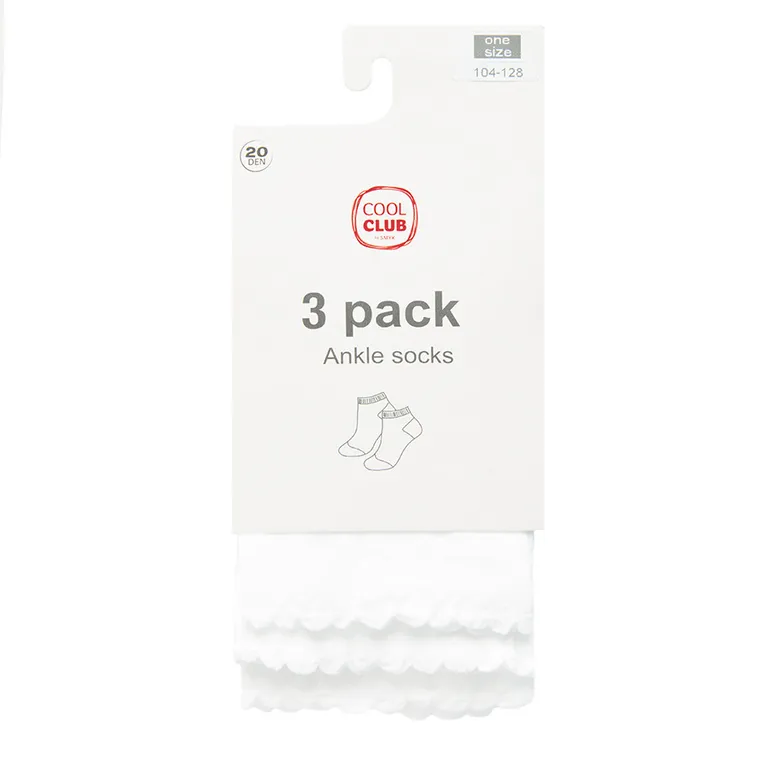 Cool Club, Sosete pentru fete, alb, 20 DEN, set, 3 buc.