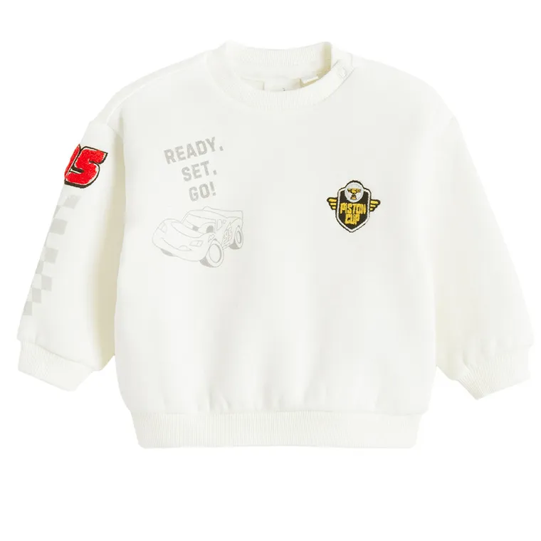 Cool Club, Trening pentru baieti, alb-albastru, imprimeu Cars