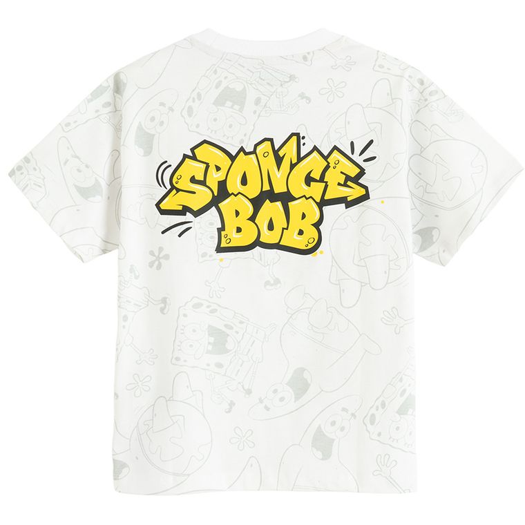 Cool Club, Tricou pentru baieti, alb, imprimeu SpongeBob